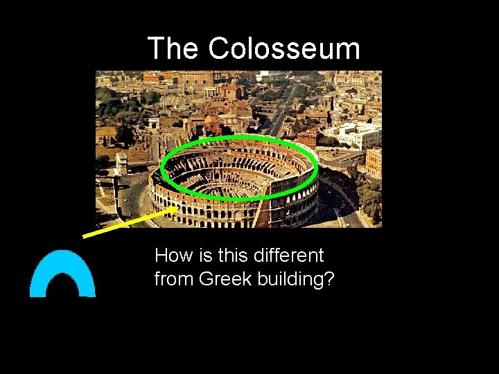 The Colosseum How is this different from Greek building? The Colosseum How is this different from Greek building?