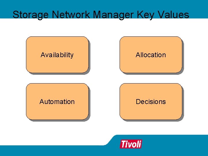 Storage Network Manager Key Values Availability Allocation Automation Decisions 