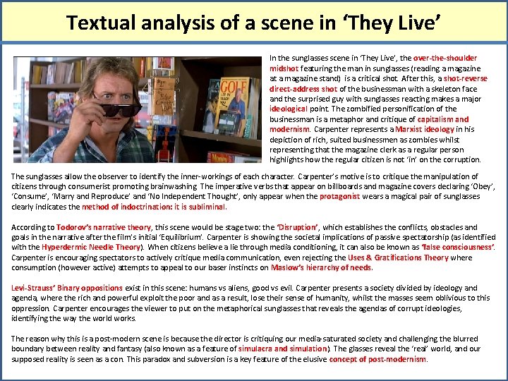 Textual analysis of a scene in ‘They Live’ In the sunglasses scene in ‘They Textual analysis of a scene in ‘They Live’ In the sunglasses scene in ‘They