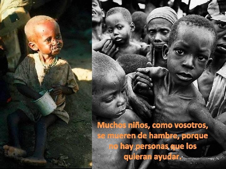 Muchos niños, como vosotros, se mueren de hambre, porque no hay personas que los Muchos niños, como vosotros, se mueren de hambre, porque no hay personas que los