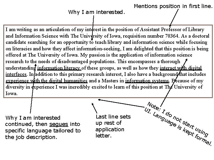 Why I am interested. Mentions position in first line. I am writing as an