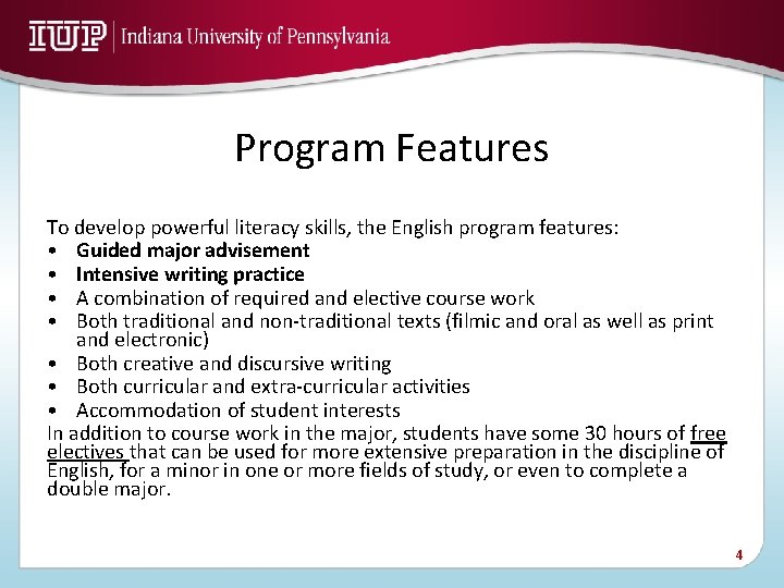 Program Features To develop powerful literacy skills, the English program features: • Guided major