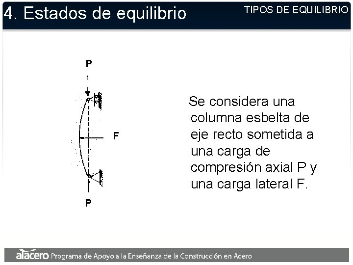4. Estados de equilibrio TIPOS DE EQUILIBRIO P F P Se considera una columna 4. Estados de equilibrio TIPOS DE EQUILIBRIO P F P Se considera una columna