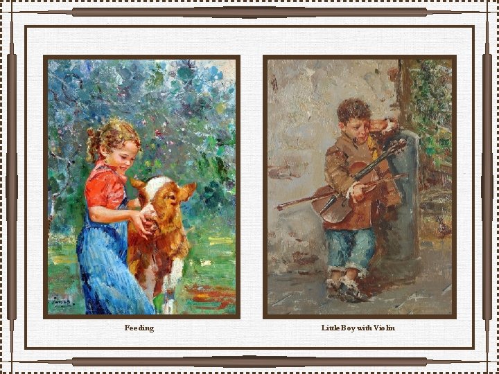Feeding Little Boy with Violin 