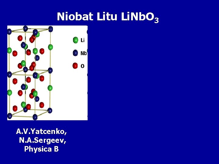 Niobat Litu Li. Nb. O 3 A. V. Yatcenko, N. A. Sergeev, Physica B