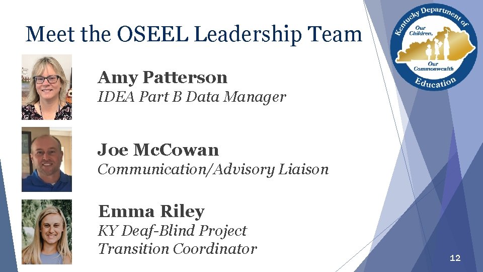 Meet the OSEEL Leadership Team Amy Patterson IDEA Part B Data Manager Joe Mc.