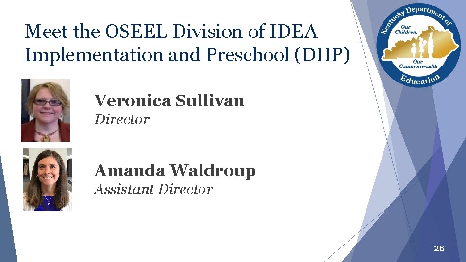 Meet the OSEEL Division of IDEA Implementation and Preschool (DIIP) Veronica Sullivan Director Amanda