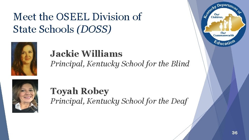 Meet the OSEEL Division of State Schools (DOSS) Jackie Williams Principal, Kentucky School for