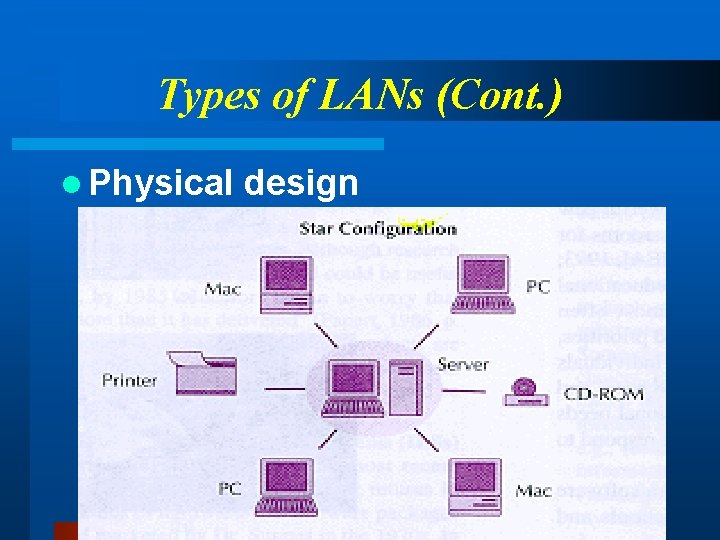 Types of LANs (Cont. ) l Physical design 