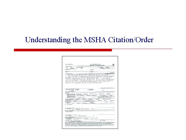 Understanding the MSHA Citation/Order 