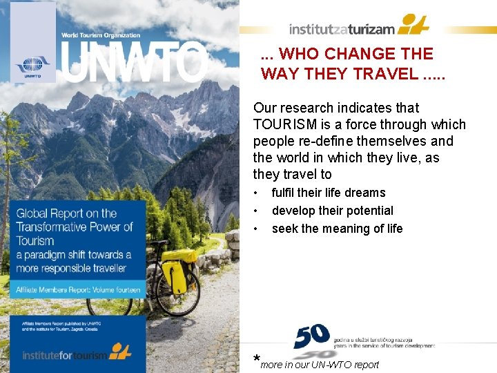 . . . WHO CHANGE THE WAY THEY TRAVEL. . . Our research indicates . . . WHO CHANGE THE WAY THEY TRAVEL. . . Our research indicates