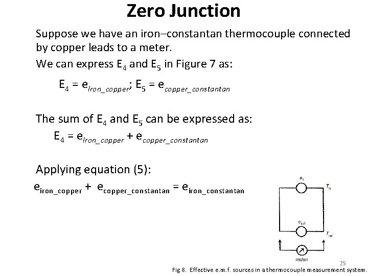 Zero Junction Suppose we have an iron–constantan thermocouple connected by copper leads to a