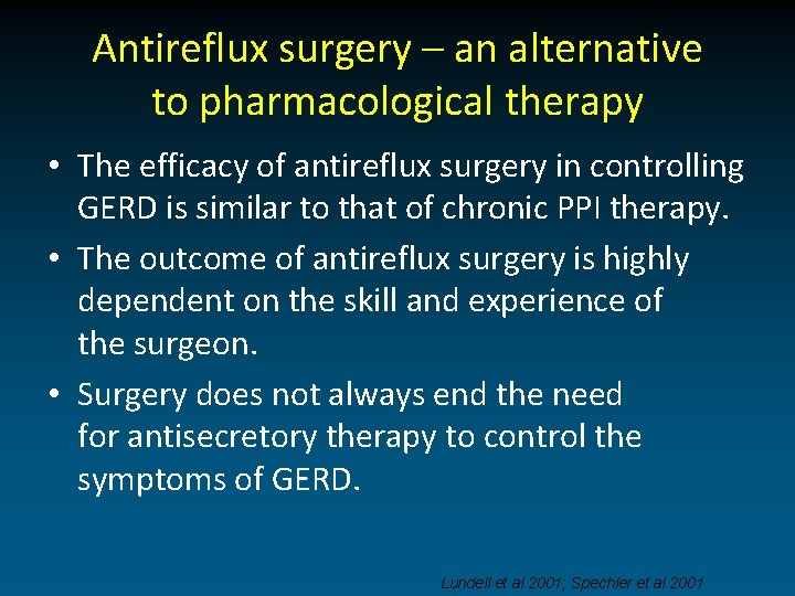 Antireflux surgery – an alternative to pharmacological therapy • The efficacy of antireflux surgery