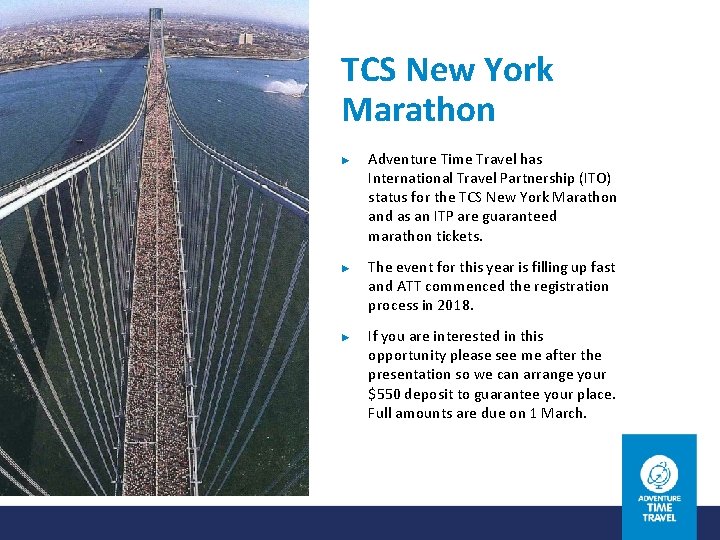 TCS New York Marathon ► ► ► Adventure Time Travel has International Travel Partnership TCS New York Marathon ► ► ► Adventure Time Travel has International Travel Partnership