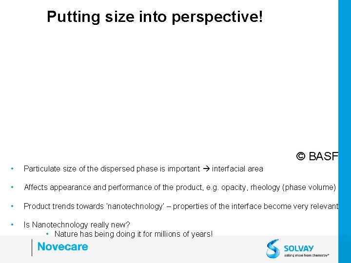 Putting size into perspective! © BASF • Particulate size of the dispersed phase is