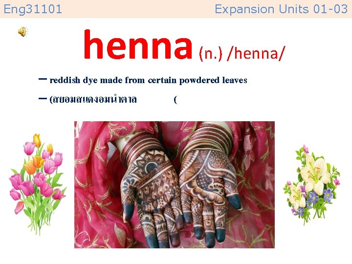 Eng 31101 Expansion Units 01 -03 henna (n. ) /henna/ – reddish dye made