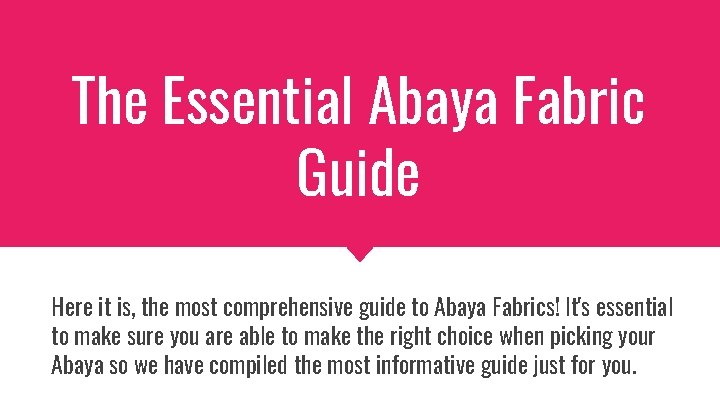 The Essential Abaya Fabric Guide Here it is, the most comprehensive guide to Abaya