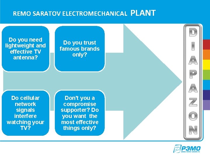 REMO SARATOV ELECTROMECHANICAL Do you need lightweight and effective TV antenna? Do you trust