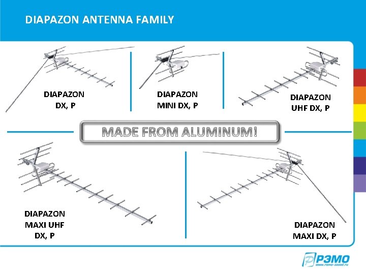 DIAPAZON ANTENNA FAMILY DIAPAZON DX, P DIAPAZON MAXI UHF DX, P DIAPAZON MINI DX,