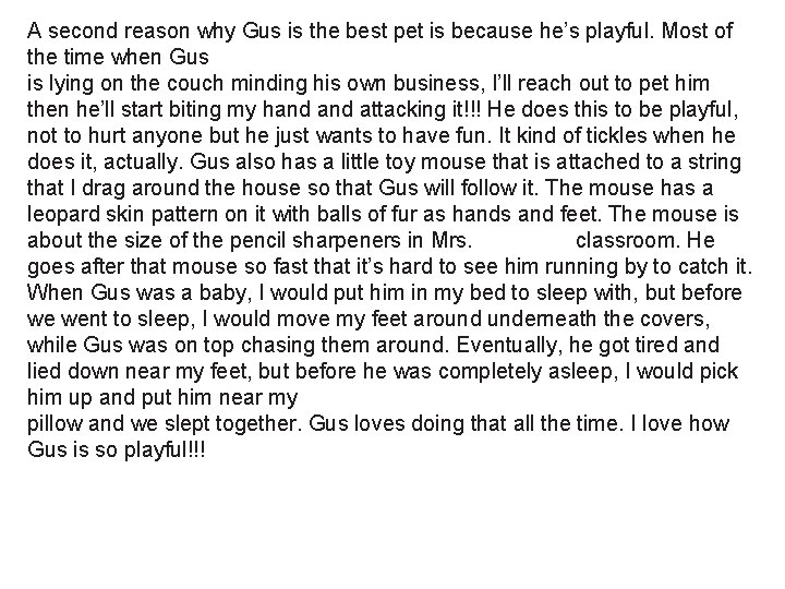 A second reason why Gus is the best pet is because he’s playful. Most A second reason why Gus is the best pet is because he’s playful. Most