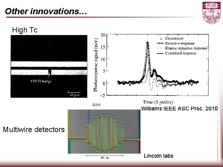 Other innovations… High Tc Williams IEEE ASC Proc. 2010 Multiwire detectors Lincoln labs 