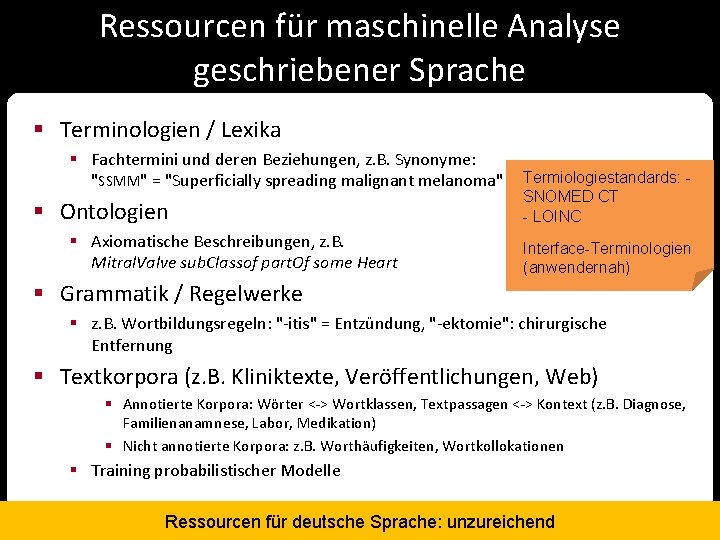 Ressourcen für maschinelle Analyse geschriebener Sprache § Terminologien / Lexika § Fachtermini und deren