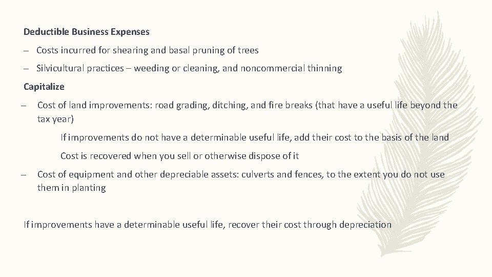 Deductible Business Expenses – Costs incurred for shearing and basal pruning of trees –