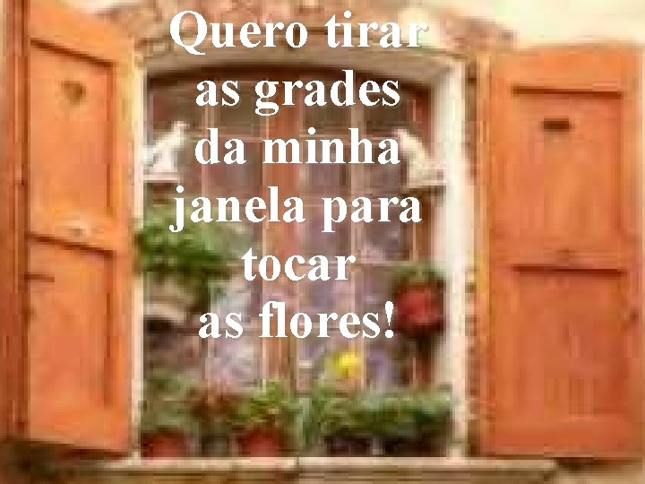 Quero tirar as grades da minha janela para tocar as flores! 