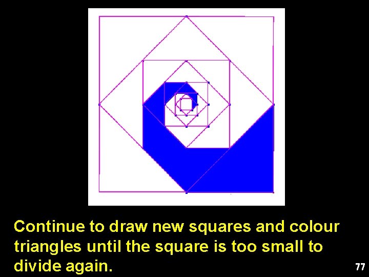 Continue to draw new squares and colour triangles until the square is too small