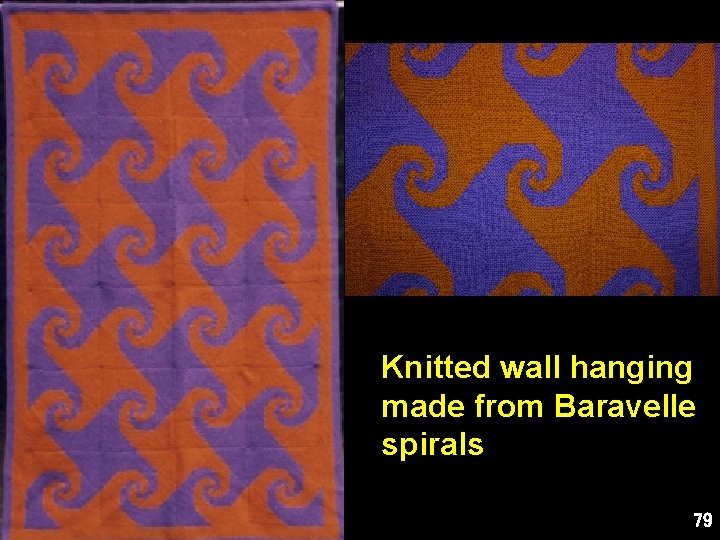 Knitted wall hanging made from Baravelle spirals 79 