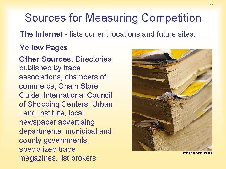 32 Sources for Measuring Competition The Internet - lists current locations and future sites.