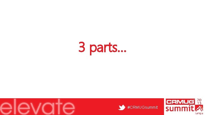 3 parts… #CRMUGsummit 