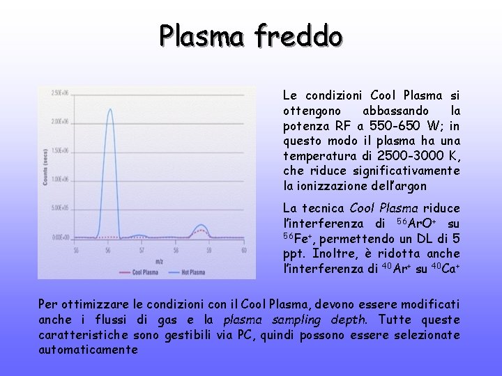 Plasma freddo Le condizioni Cool Plasma si ottengono abbassando la potenza RF a 550