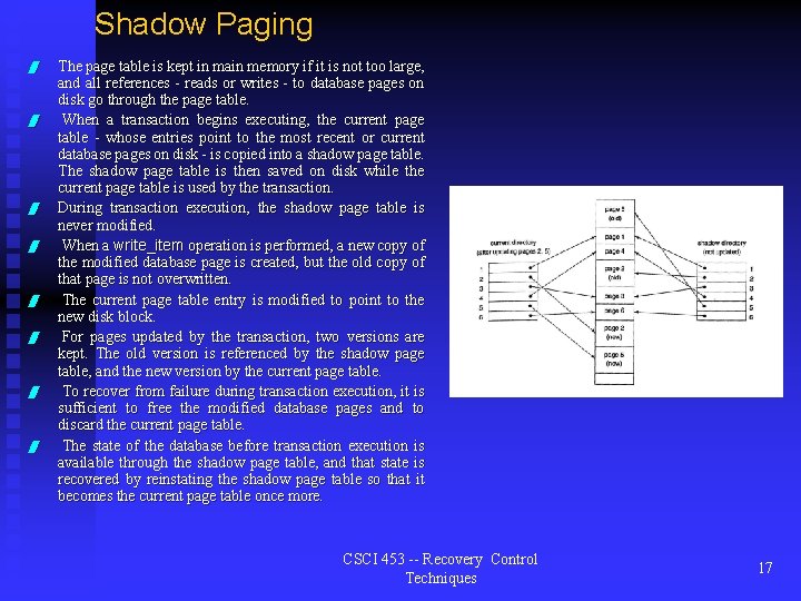 Shadow Paging / / / / The page table is kept in main memory