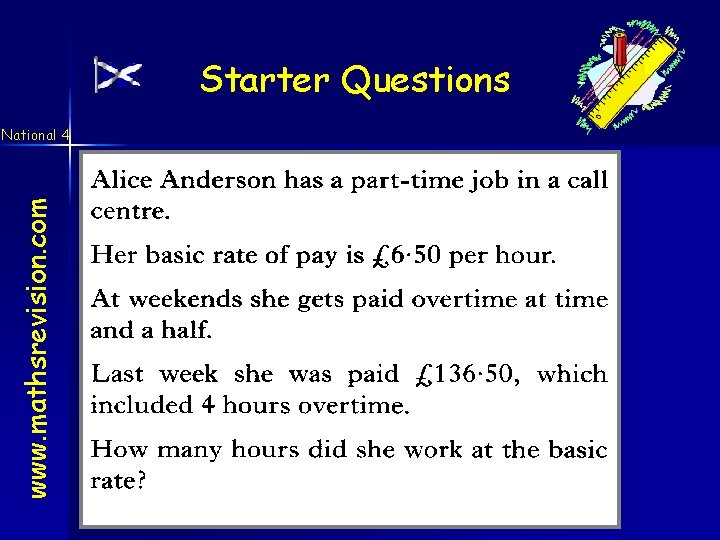 Starter Questions www. mathsrevision. com National 4 02 -Nov-20 Compiled by Mr. Lafferty Maths