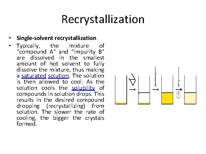 Recrystallization • Single-solvent recrystallization • Typically, the mixture of "compound A" and "impurity B" Recrystallization • Single-solvent recrystallization • Typically, the mixture of "compound A" and "impurity B"