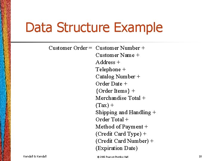 Data Structure Example Customer Order = Customer Number + Customer Name + Address +