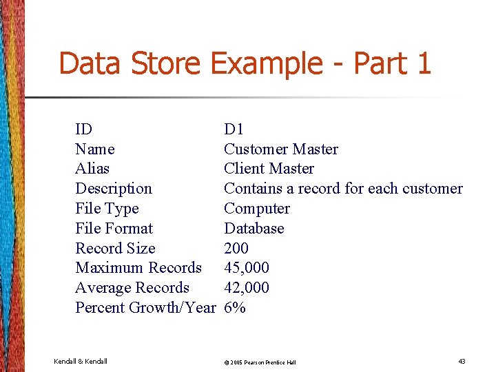 Data Store Example - Part 1 ID Name Alias Description File Type File Format