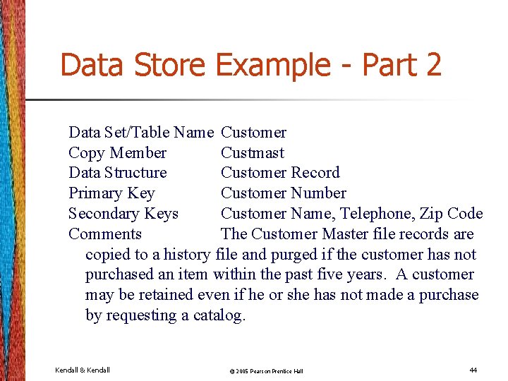 Data Store Example - Part 2 Data Set/Table Name Customer Copy Member Custmast Data