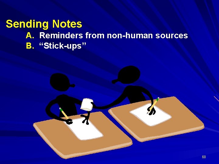 Sending Notes A. Reminders from non-human sources B. “Stick-ups” 68 