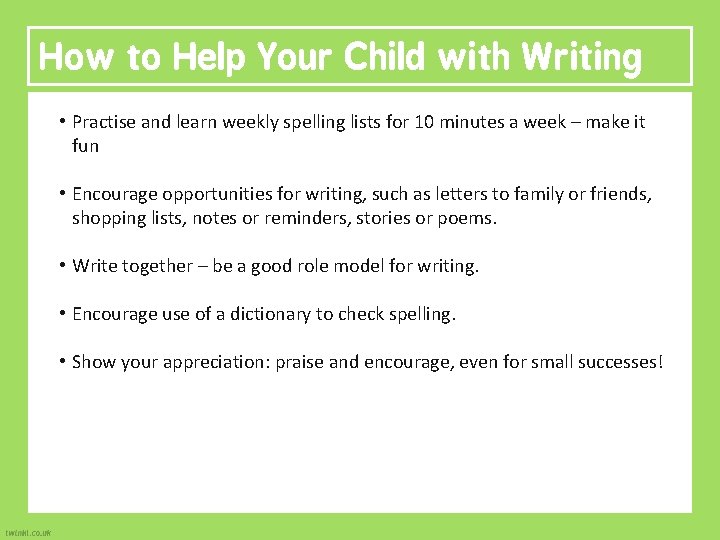 How to Help Your Child with Writing • • Practise lists – make fun!