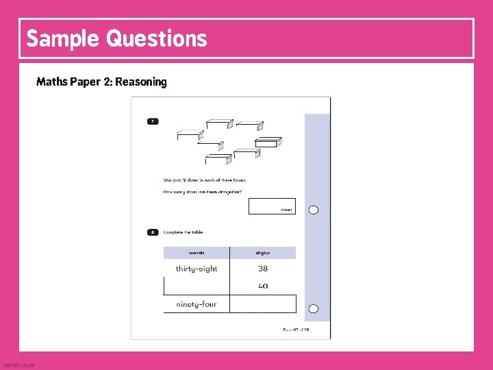 Sample Questions Maths Paper 2: Reasoning 