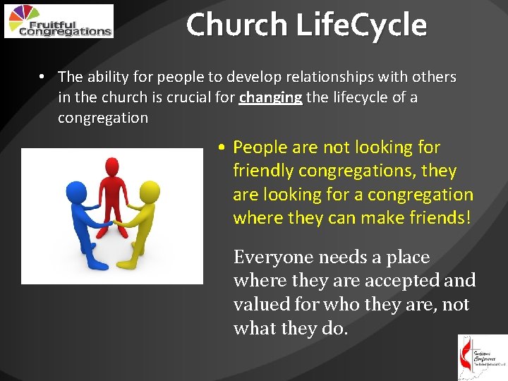 Church Life. Cycle • The ability for people to develop relationships with others in