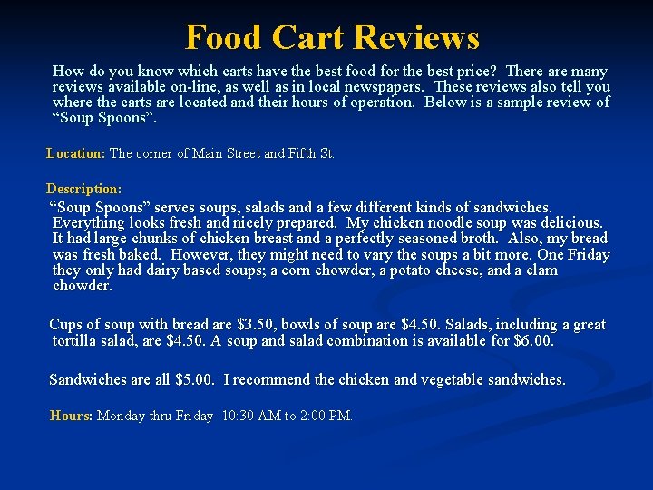 Food Cart Reviews How do you know which carts have the best food for