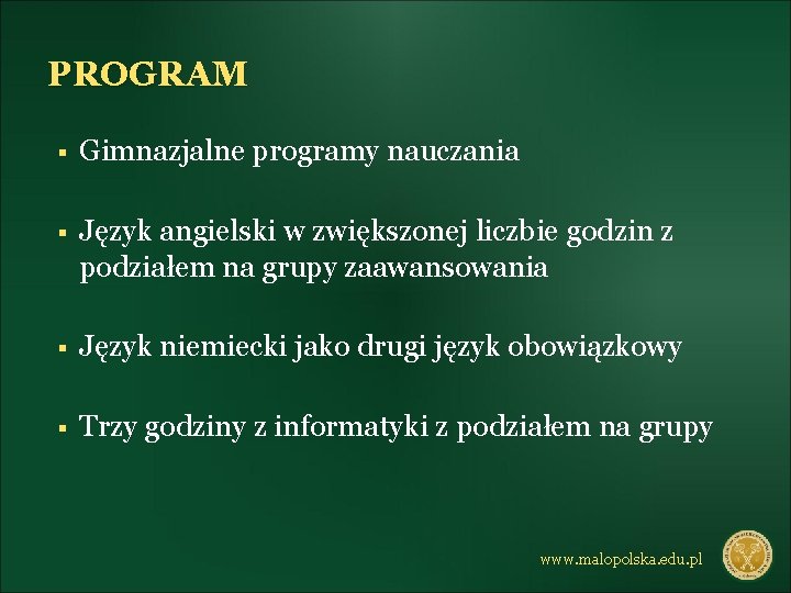 PROGRAM § Gimnazjalne programy nauczania § Język angielski w zwiększonej liczbie godzin z podziałem