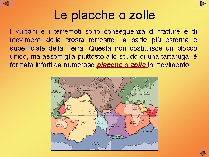 Le placche o zolle I vulcani e i terremoti sono conseguenza di fratture e Le placche o zolle I vulcani e i terremoti sono conseguenza di fratture e