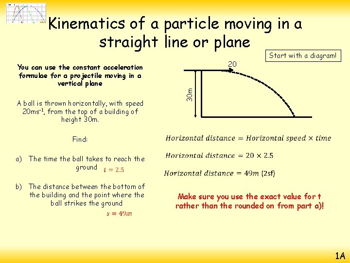 Kinematics of a particle moving in a straight line or plane 20 30 m