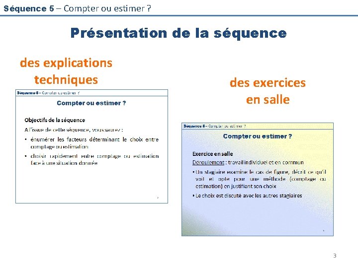 Séquence 5 – Compter ou estimer ? Présentation de la séquence des explications techniques