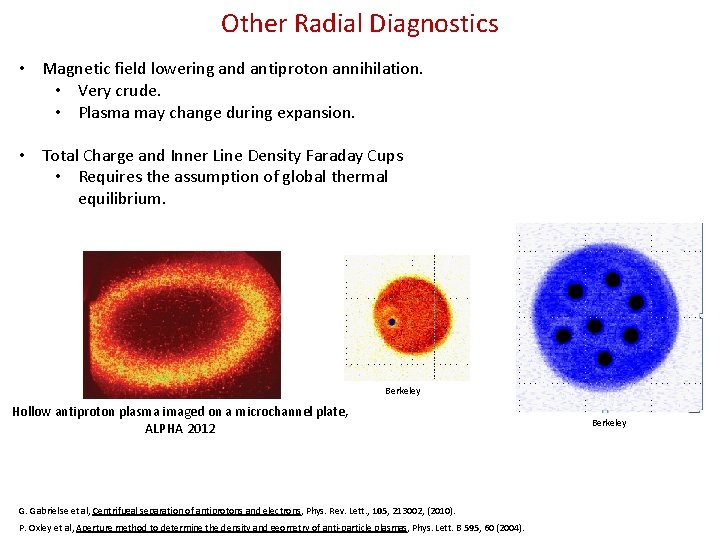 Other Radial Diagnostics • Magnetic field lowering and antiproton annihilation. • Very crude. •