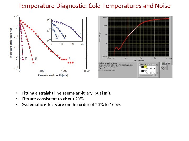 Temperature Diagnostic: Cold Temperatures and Noise • Fitting a straight line seems arbitrary, but